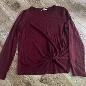 Madewell Women's Burgundy long Sleeve side twist  Cotton  XS  top